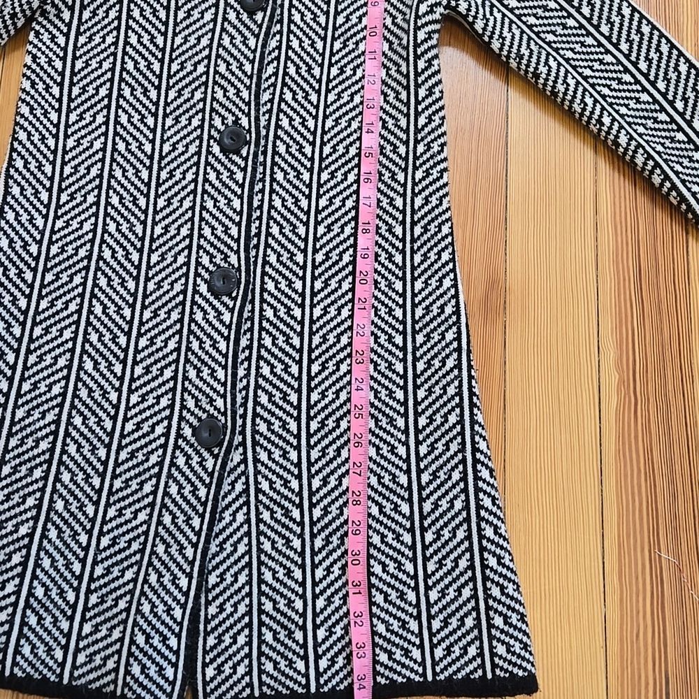 Cocogio Italy Navy White Geometric Knit Coatigan Longline Cardigan Size S - Picture 13 of 16